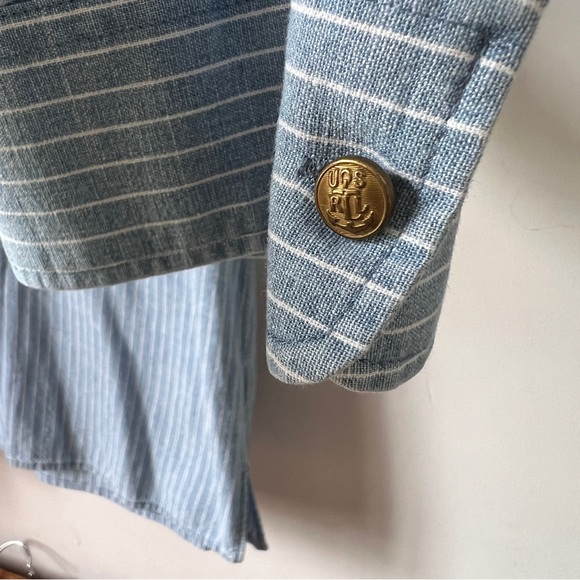 Ralph Lauren Jeans Company Top Longsleeve Roll Up Cotton Womens Size Large - Picture 3 of 9